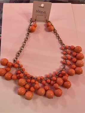 Nena Coral-Orange Beaded Statement Necklace